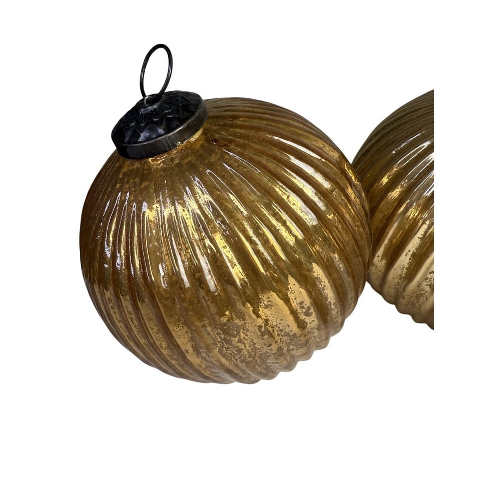 Kugel Style‎ Gold Mercury Glass 6" Ribbed Christmas Ornament Table Display Large - Picture 4 of 7